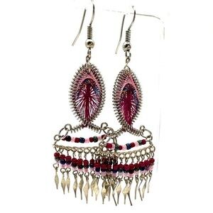 Elegant Silver and Pink Dangle Earrings Dreamcatcher earrings